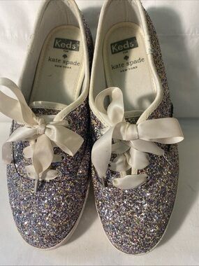 KEDS Kate Spade  Ribbon Lace-Up glitter shimmer Shoes - Sz 5.5 wedding wear